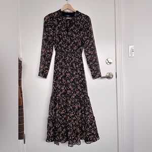 EVER NEW — Floral Print Tiered Midi Dress (black floral) USA SIZE 2